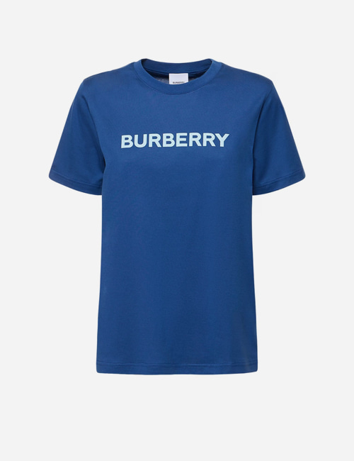 [한정수량세일] 버버리 마고 로고 프린트 코튼 티셔츠 (리치네이비)