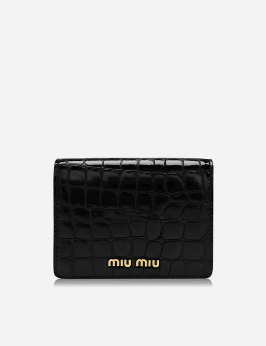 미우미우 퀼티드 카드 홀더 블랙