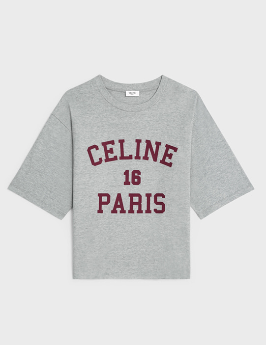 셀린느 16 파리 로고 프린트 티셔츠 2X38J865W 그레이멜란지
