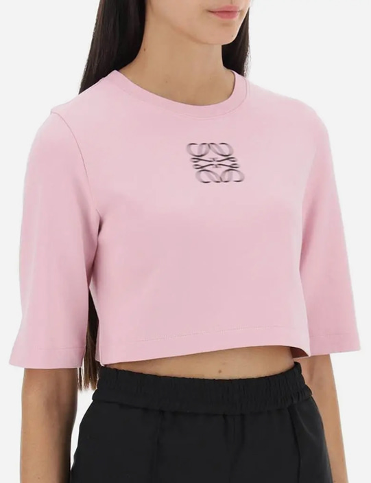 로에베 블러드 아나그램 크롭 티셔츠 핑크
